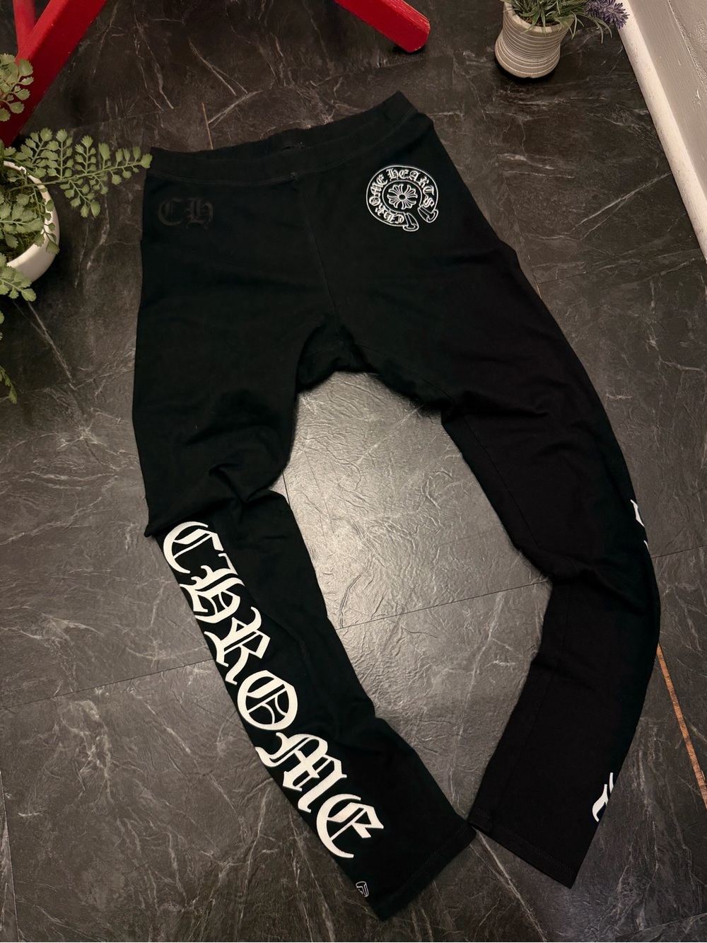 Chrome Hearts Black Kids Sweatpants with White Logo Script